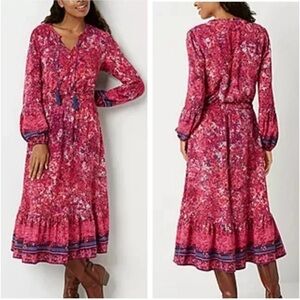 FRYE AND CO Pink Floral Tie Front Sundress, Size XXL